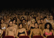 Hispanic people wearing underwear in theatre