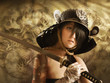 Asian woman dressed as samurai
