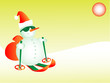 Christmas card, Snowman Santa skiing