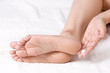 Applying cream to ankle Applying cream to ankle