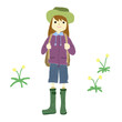 ハイキングする女性