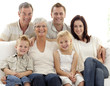 Portrait of family on sofa