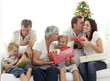 Family giving presents for Christmas