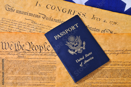 Photo: Passport, US Constitution and Flag Passport, US Constitution and Flag