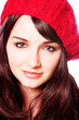 Smiling woman in red hat