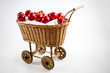christmas cart with baubles, on white background christmas cart with baubles, on white background