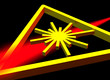 Red laser beam with warning symbol Red laser beam with warning symbol