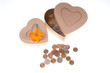 present box with a flower and coins