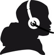Farbiger Student mit Headset