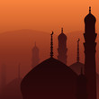 Skyline with minarets and domes of mosques.