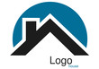 Logo maison toit rond bleu