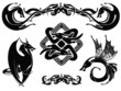 Dragons silhouettes, isolated in set1
