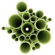 3d rendered green pipes isolated on white background