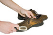 Man brush shoes