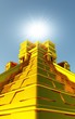 Goldener Maya Tempel in 3D mit Beleuchtung