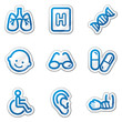 Medicine web icons set 2, blue contour sticker series