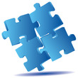 3D blue gradient puzzle. Vector design element.