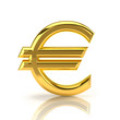 Golden euro sign on white