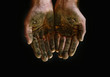 Mud on hands