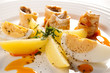 Marinated herring fillets, eggs and potatoes