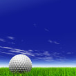 High resolution 3d white golf ball in green grass background High resolution 3d white golf ball in green grass background