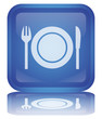"Restaurant" Button (square - blue - vector - refection)