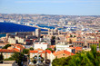 Aerial view of Marseille City and harbor
