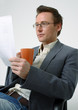 businessman reading paperwork