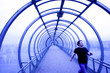 blue glass corridor