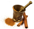 Cinnamon with mortar