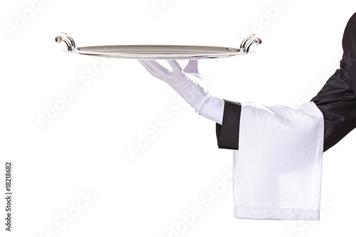 Photo: Waiter isolated on white Waiter isolated on white