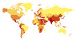 World map with countries in warm colors World map with countries in warm colors