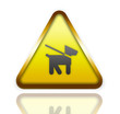 schild warnen hund gelb