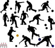 people bowling silhouettes people bowling silhouettes