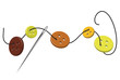 Threaded needle and buttons