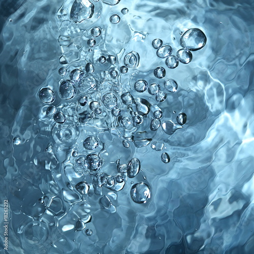 abstract blue water with bubbles
