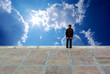 Oldster and deep blue sky