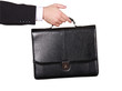 Male hand with briefcase over white