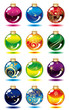 Christmas Decoration - twelve vector christmas glass ball