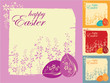Spring greeting card with colorful Easter eggs