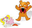 Girl and Horror Teddy Bear