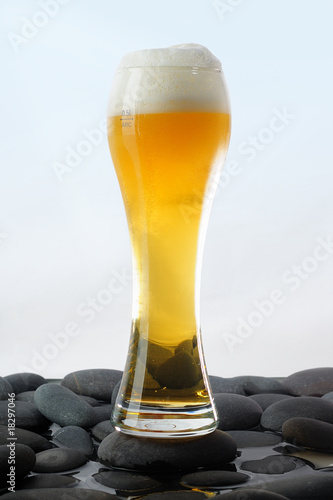 Glass of cold light beer
