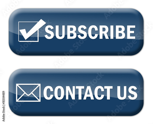 Illustration: Buttons "Subscribe & Contact Us" on white background Buttons "Subscribe & Contact Us" on white background
