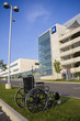Modern hospital with wheelchair in foreground