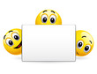 Smiling balls holding advertise