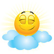 Smiling ball being on seventh heaven