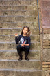 petite pause dans l'escalier toscan