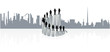 Illustration of business people and city