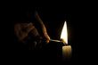 Man is firing a candle Man is firing a candle