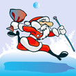 Santa  Claus  hurry up. Vector illustration.